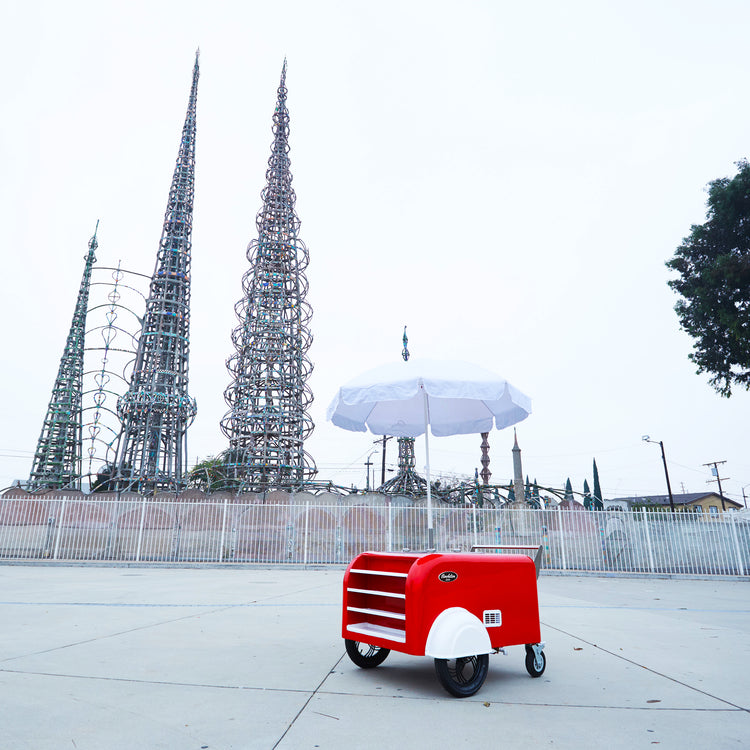 Tamale cart for sidewalk vending near Watts Towers in Watts California